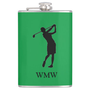 Customised Monogram Woman Golfer Flask