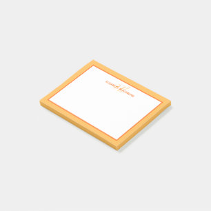 Customised Monogrammed Name Minimalist Cute Orange Post-it Notes