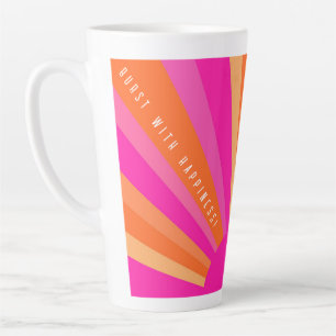 Customised Motivational Orange, Pink Colours Burst Latte Mug