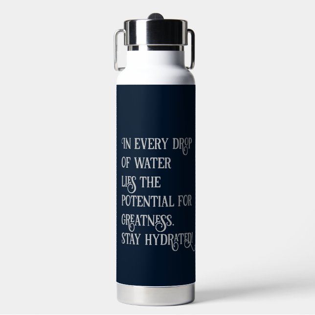 Customised Motivational Water Quotes white fonts Water Bottle (Front)