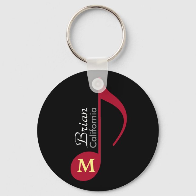 customised musician music-note key ring (Front)