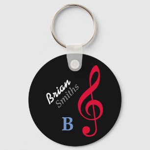 customised musician treble-clef key ring