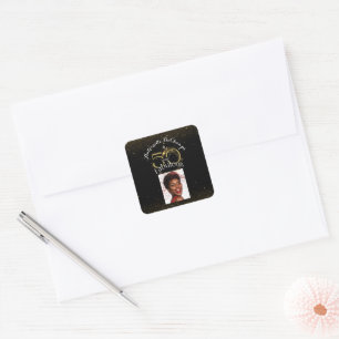  Customised Name 50 and Fabulous Classy Black Gold Square Sticker