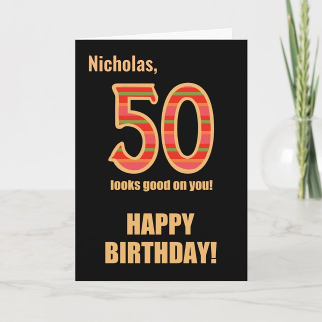 Customised Name 50th Birthday for Him  Card (Front)