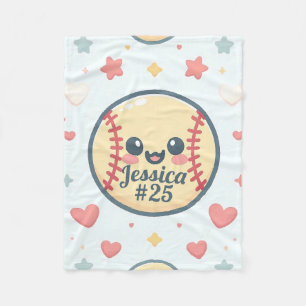 Customised Name and Number Softball Throw Fleece Blanket