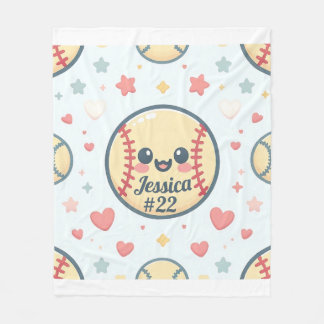 Customised Name and Number Softball Throw Fleece Blanket