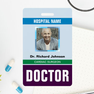 Customised Name and Photo Doctor ID Card Badge