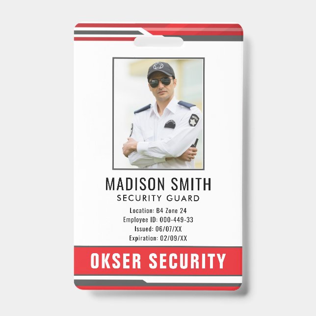 Customised Name and Photo |  Security ID Card  Badge (Front)