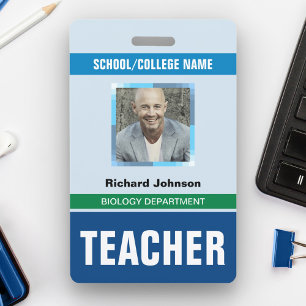 Customised Name and Photo Teacher ID Card Badge