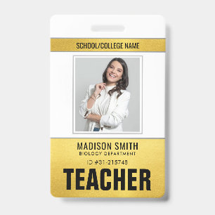 Customised Name and Photo   Teacher ID Card Badge