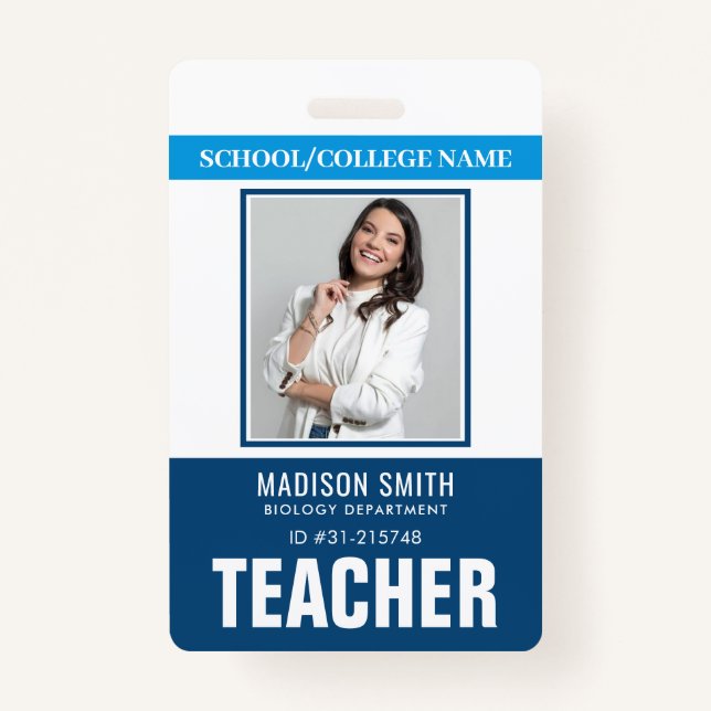 Customised Name and Photo | Teacher ID Card Badge ID Badge (Front)