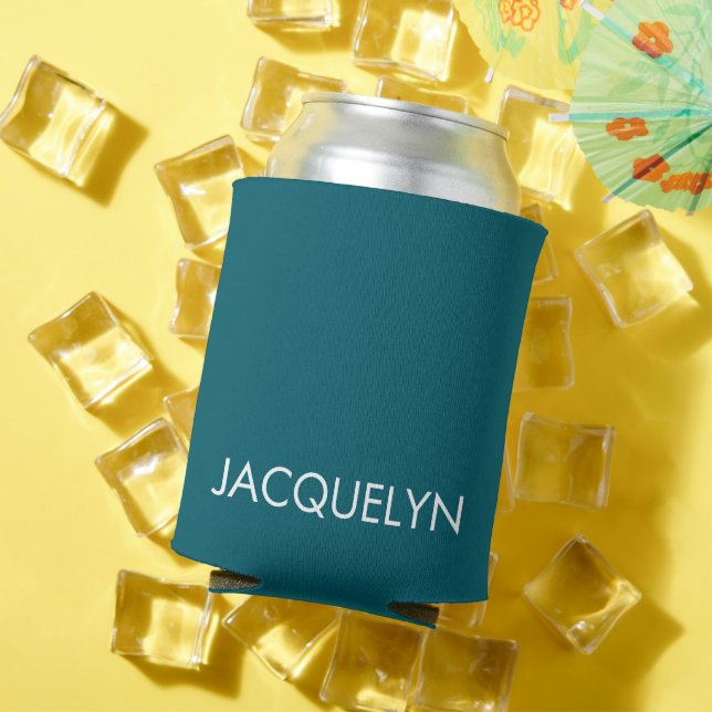 Customised Name And Text Simple Stylish Monogram Can Cooler (In Situ Summer)