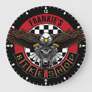 Customised NAME Biker Motorcycle Bike Shop Garage Large Clock