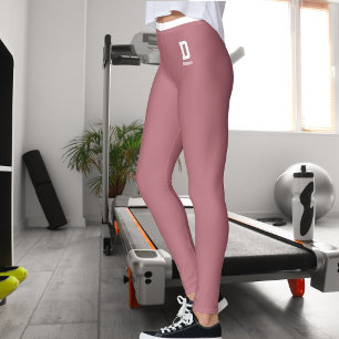Customised Name Birthday Rose Gold White Monogram Leggings