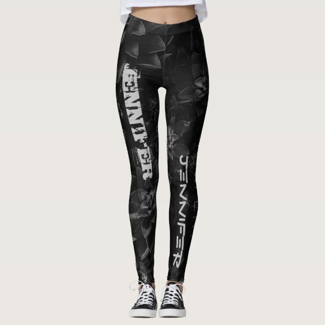 Customised Name Black Leggings (Front)