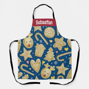 Customised Name Christmas Cookies Print Apron