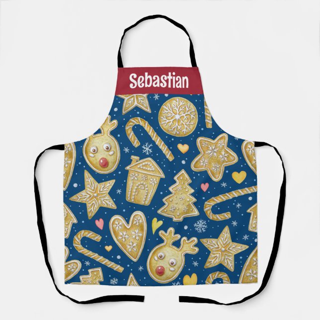 Customised Name Christmas Cookies Print Apron (Front)