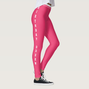 Customised Name Cute Birthday Pink White Monogram Leggings