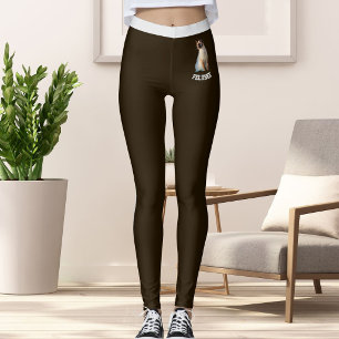 Customised Name Cute Siamese Cat Pet Photo Brown Leggings