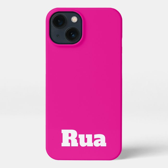 Customised Name Modern Stylish Minimal Hot Pink  iPhone Case (Back)