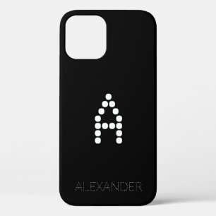 Customised Name & Monogram Smart Font On Black iPhone 12 Case