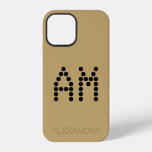 Customised Name & Monogram Smart Font On Gold iPhone 12 Case