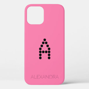 Customised Name & Monogram Smart Font On Pink iPhone 12 Case