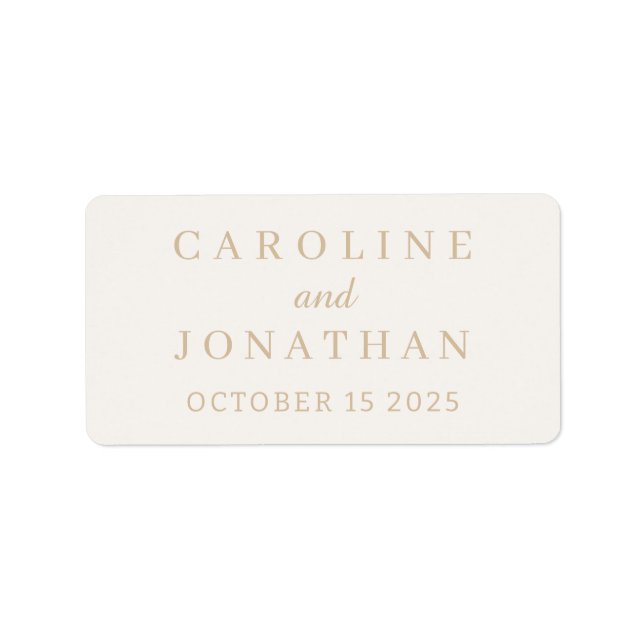 Customised Name Simple Stylish Modern Wedding   Label (Front)