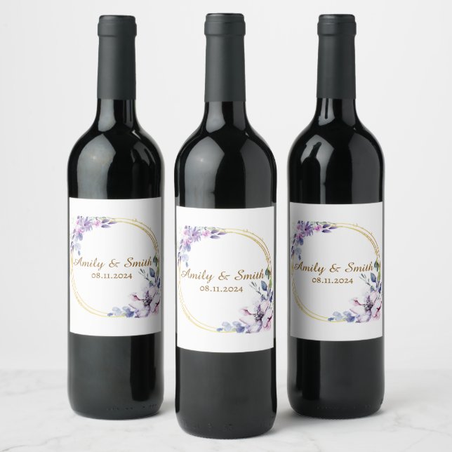 Customised Name Stylish Modern Elegant Wedding . Wine Label (Bottles)