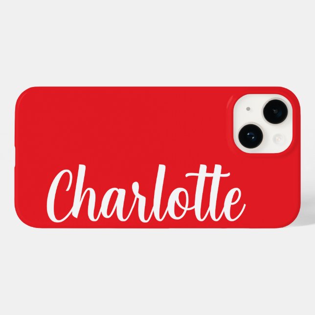 Customised Name Stylish Modern Minimal Classic Red Case-Mate iPhone Case (Back (Horizontal))