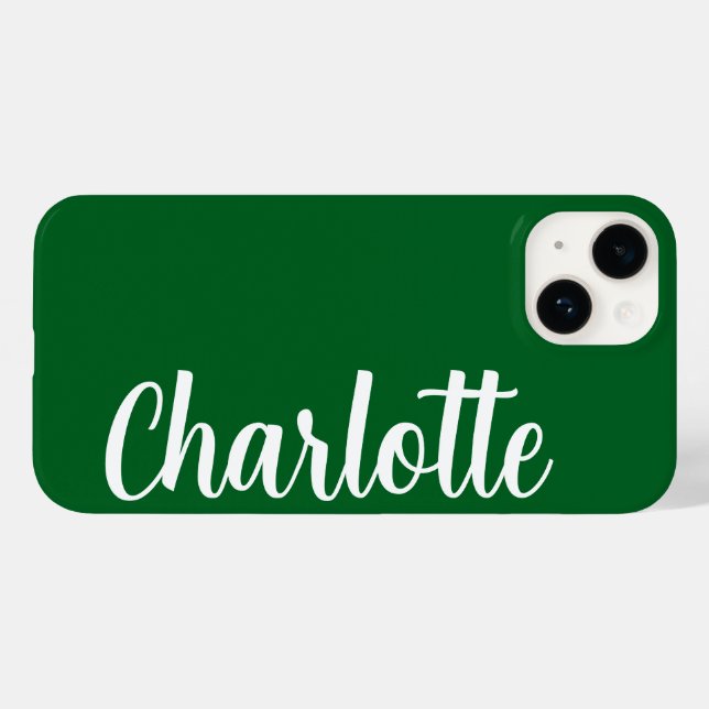 Customised Name Stylish Modern Minimal Dark Green Case-Mate iPhone Case (Back (Horizontal))
