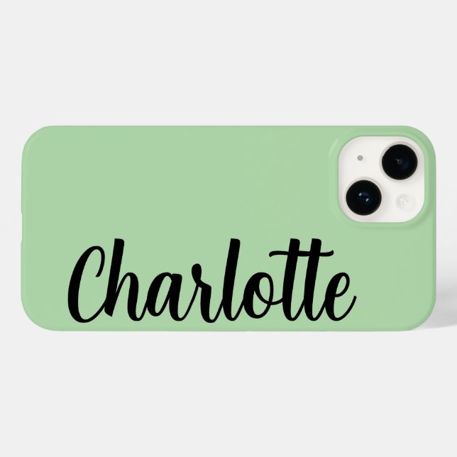 Customised Name Stylish Modern Minimal Mint Green Case-Mate iPhone Case (Back (Horizontal))