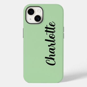 Customised Name Stylish Modern Minimal Mint Green iPhone 14 Case