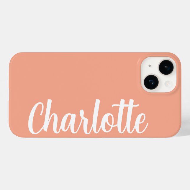 Customised Name Stylish Modern Minimal Peach Colou Case-Mate iPhone Case (Back (Horizontal))
