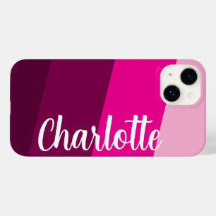 Customised Name Stylish Modern Minimal Pink Colour Case-Mate iPhone 14 Case