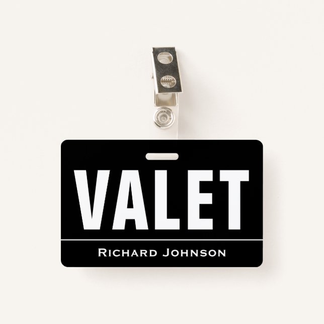 Customised Name Valet ID Badge (Front with Clip)