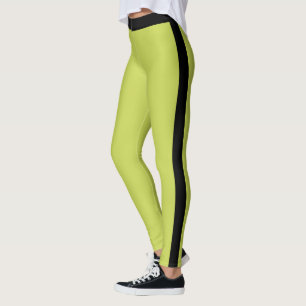 Customised Name Women Activewear Apple Green Black Leggings
