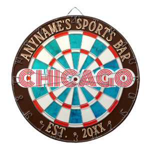 Customised Name's Sports Bar CHICAGO Chitown Pride Dartboard