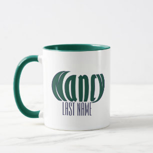 Customised "Nancy" Art, Hunter Green and Navy Blue Mug