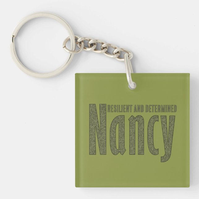 Customised "Nancy" Name Dark Army Green Camouflage Key Ring (Front)