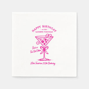Customised Napkins 100th Birthday  Pink Martini