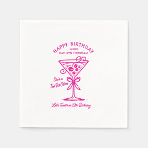 Customised Napkins 19th Birthday Pink Martini
