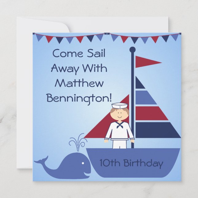 Customised Nautical Birthday Invites (Front)