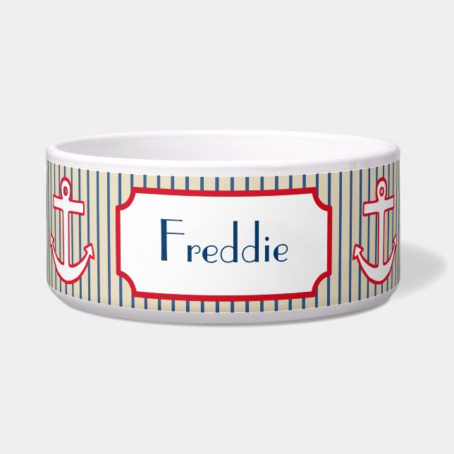 Customised Nautical Pet Bowl (Front)