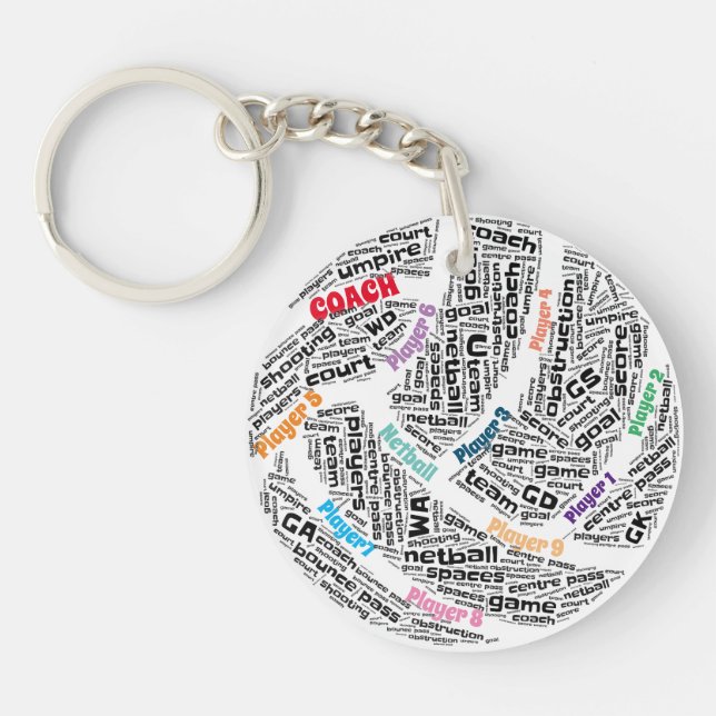 Customised Netball Team Acrylic Key Chain (Front)
