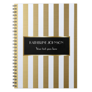 Customised Notebook Gold White Lines Background