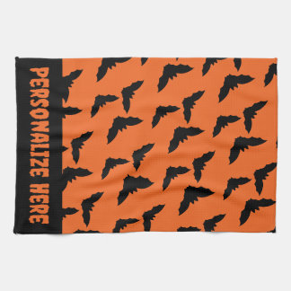 Customised Orange and Black Halloween  Tea Towel