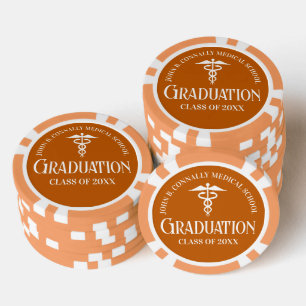 Customised Orange Medical School Graduation Party Poker Chips