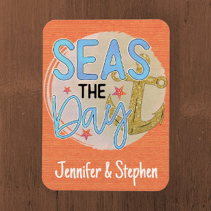 Customised Orange Seas the Day Cruise Door Magnet