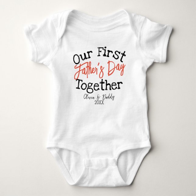 Customised Our First Father's Day Together  Baby Bodysuit (Front)